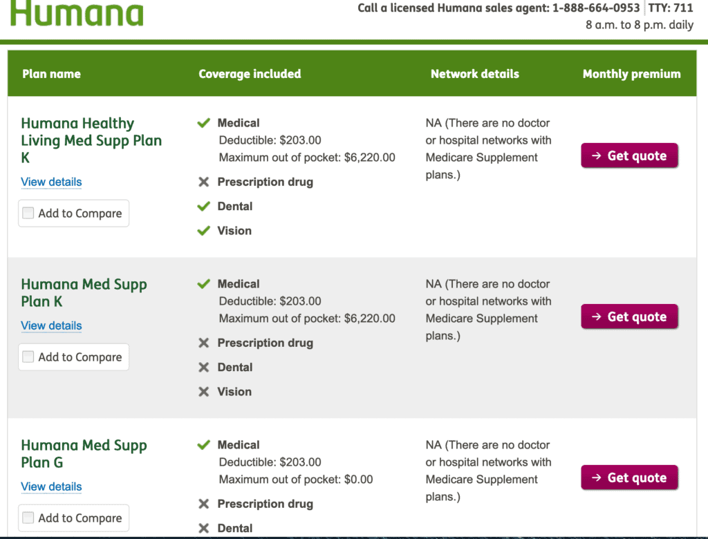Humana medicare supplement insurance plans